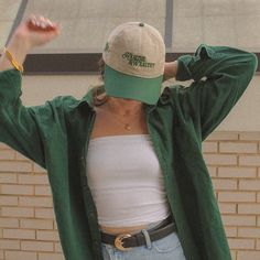 Happy is the new Rich - healthy & wealthy dad hat, khaki and green Green Hat Outfit, Rich In Love, New Mindset, Fashion 2025, Leather Travel Accessories, Healthy Wealthy, Green Hats, Dad Caps