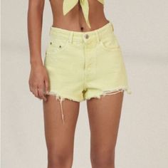 Cute Spring And Summer Shorts! High Rise Cotton Jean Shorts For Summer, Summer Cotton Mid-rise Shorts, Summer Mid-rise Cotton Shorts, Summer Cotton Jeans, Mid-rise Cotton Jean Shorts For Day Out, Summer Cotton Cutoff Jeans, Summer Cotton Jeans With Frayed Hem, Summer High Waist Cotton Jeans, Cotton Cutoff Bottoms For Day Out