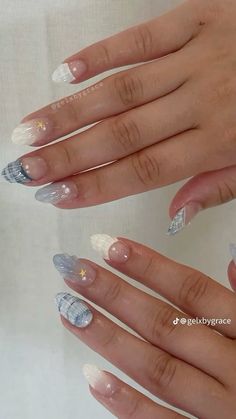 Classy Tropical Nails, Emily Ha Nails, Winter Break Nails, Costal Nail Designs, Gold Mermaid Nails, Blue Nail Designs Gel, Mama Mia Nails Design, Beach Nail Inspiration, Simple Cruise Nails