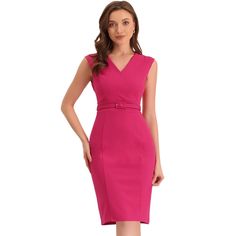 Simple and fitted, this office dress is a must for your work wardrobe. The pencil design comes with a wrap v-neck, sleeveless, and a belted waist. This dress sits just below the knee and is perfect for formal events when paired with court heels. The timeless design and soft breathable material, easily make you charming and eye-catching in the crowd. Well Dressed Women Classy, Pencil Dresses, Office Dresses For Women, Dresses Classy, Court Heels, Pencil Design, Elegant Dresses Classy, Office Dress, African Print Dresses