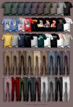 an image of men's pants and t - shirts for the simse game