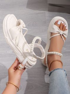 Apricot Elegant Collar   Plain  Embellished   Women Shoes Floral Dress Design, Roman Sandals, Platform Wedge Sandals, Dress Sandals, Casual Sandals, Kids Beachwear, Platform Wedges, Maternity Bag, Kid Shoes