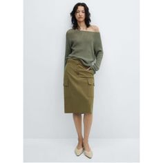 Cotton-blend fabric, Cargo design, Midi design, Straight design, Loops on the waist, Twin buttoned flap pockets at front, Front button closure Cargo Midi Skirt, Midi Design, Cargo Design, Cargo Outfit, Skirt Ideas, Cargo Pants Outfit, Mango Outlet, Mango Fashion, Style Finder