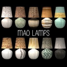 many different shades of lamps with the words mao lamps