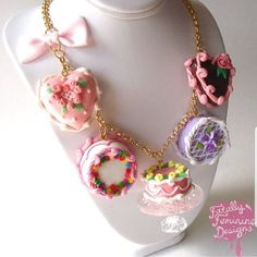 Marie Antoinette Cake Statement Necklace – Fatally Feminine Designs Birthday Kawaii, Cake Necklace, Dessert Birthday, Kawaii Necklace, Miniature Cake, Kawaii Jewelry, Kawaii Accessories, Food Jewelry, Clay Charms