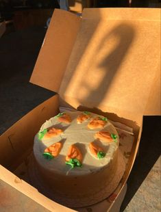 a cake in a box on the table