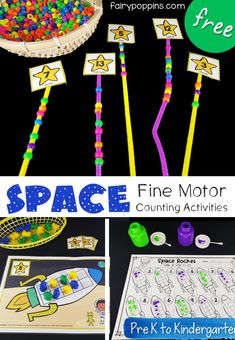 space themed fine motor counting activities for kids