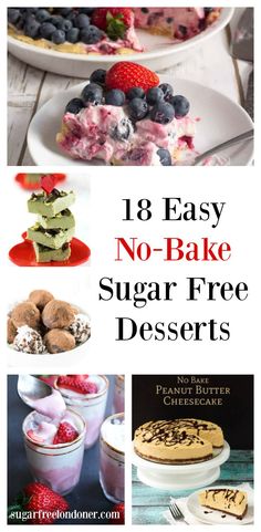 no bake sugar free desserts with text overlay