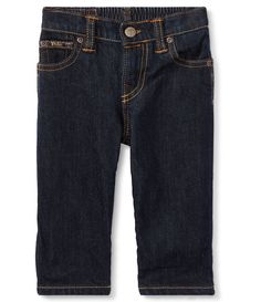 From Ralph Lauren&#x2C; these jeans feature:Vestry wash denimClassic 5-pocket styling with signature copper rivetsclassic straight silhouette with a hint of stretchstraight fitRear elasticized waistZipper fly/snap closure; belt loops9 months has a 5 1/4&#34; rise&#x2C; an 8 3/4&#34; inseam and a 9 1/2&#34; leg opening99% Cotton&#x2C; 1% elastanemachine washImported. Baby Boy Jeans, Baby Party Dress, Future Son, Baby Talk, Baby Jeans, Newborn Baby Boy, Ralph Lauren Boys, Tote Storage, Preschool Outfits