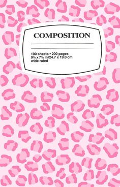 a pink leopard print book cover with the words composition written in black ink on it