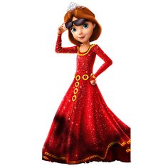 a cartoon character in a red dress