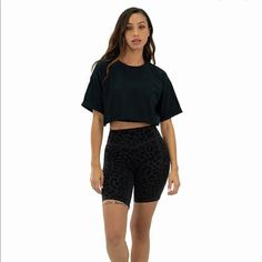 The Lux Rider Short. Color: Panther Size: Small. Brand New Never Used Black Relaxed Fit Short Top, Black Workout Top Short Length, Black Crop Top For Workout, Black Short-length Workout Tops, Black Workout Crop Top, Black Short Length Athleisure Tops, Black Sports Top, Short Length, Black Sporty Short Tops, Sporty Black Short-length Tops