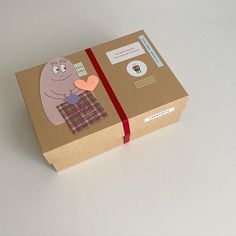 an open box with a cartoon character on it