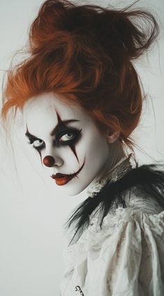 34 Clown Hairstyles: Fun and Frightening Ideas for Your Halloween Costume | LooksNiceOnMe Clown Hairstyles, Creepy Clown Makeup, Halloween Makeup Clown, Makeup Clown, Halloweenský Makeup, Scary Clown Makeup, Halloween Circus, Creepy Halloween Makeup, Cute Halloween Makeup