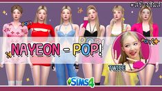 some very cute girls in different outfits and text that says naveon - pop twice