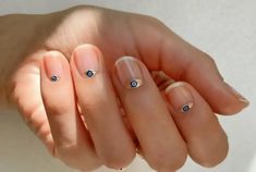 Evil Eye Nails Inspiration and Ideas Nail Aesthetic White Almond Nails, Engagement Nails, Evil Eye Nails, Makeup Hacks Beauty Secrets, Evil Eye Design, Almond Shape Nails, Almond Nails Designs, Almond Acrylic Nails