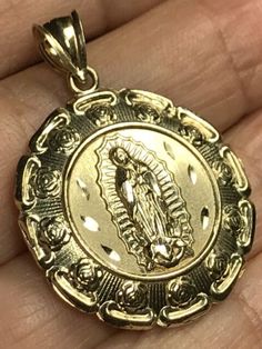 GoLD Jesus virgin Mary Guadalupe Pendant 10k Yellow 2 Side necklace 3D 1.40” | eBay Mary Guadalupe, 3d Pendant, Belly Tattoos, Real Gold Necklace, Catholic Necklace, Mexican Jewelry, Gold Chain With Pendant, Dope Jewelry, Baby Jewelry