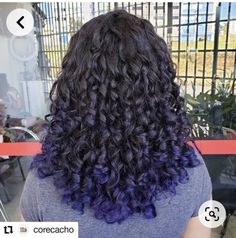 Hair Color Idea For Curly Hair, Multi Crochet Hairstyles, Died Curly Hair, Cute Hair Dye Ideas For Curly Hair, Curly Colored Hair, Curly Hair Dye, Curly Hair Ombre, Curly Purple Hair