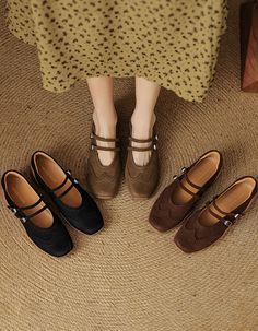 Brogue Style Double Buckles Comfort Casual Mary Janes — Obiono