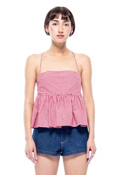 Imani Top Trendy Sleeveless Tops For Picnic, Fitted Sleeveless Top For Picnic, Sleeveless Ruffled Tops For Picnic, Casual Cotton Peplum Top, Casual Summer Tops For Picnic, Cute Sleeveless Summer Blouse, Summer Picnic Fitted Blouse, Chic Spring Picnic Tops, Sleeveless Summer Peplum Top For Day Out