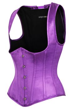 Purple High Back Underbust Corset With Straps Purple Sleeveless Corset Dress, Elegant Fitted Purple Corset, Purple Corset Dress With Fitted Bodice, Purple Corset Dress With Corset Back, Purple Corset Back Dress, Fitted Gothic Purple Corset, Gothic Purple Corset With Corset Back, Purple Underbust Corset Dress With Corset Back, Purple Overbust Corset Dress With Corset Back