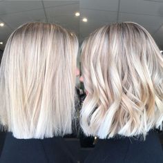 Long Blunt Bob Hairstyles Bright Blonde Bob With Shadow Root, Bright Blonde Balayage Short Hair, Winter Blonde Hair Shoulder Length, Short Platinum Blonde Hair With Lowlights, Choppy Blonde Hair, Creamy Blonde Bob, Icy Blonde Short Hair, Blonde Collar Bone Length Hair, Ice Blonde Bob