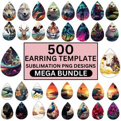 the 500 earring templates for mega bundle with water drops and animals in them