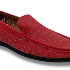 This Fashion Loafers Shoes Is Perfect For Dressing Up Or Dressing Down. Perfect For Spring Or Summer. Lightly Padded Foot Bed For Added Comfort Casual Slip-on Loafers With Red Sole, Spring Casual Loafers With Red Sole, Red Slip-on Loafers For Spring, Red Slip-ons For Summer, Red Slip-on Moccasins For Spring, Casual Flat Loafers With Red Sole, Casual Red Slip-on Moccasins, Red Loafers With Rubber Sole For Spring, Red Casual Moccasins With Branded Insole