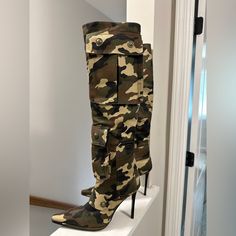 Brand New With Box. Only Tried On In The House. Camo Boots, Jeffrey Campbell Shoes, Jeffrey Campbell, Shoes Heels Boots, Shoes Women Heels, Heeled Boots, Camo, Shoes Heels, Brand New