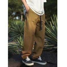 N-263-03 Urban Style Brown Wide Leg Pants, Wide Leg Cotton Jeans For Outdoor, Brown Cotton Pants With Multiple Pockets, Brown Relaxed Fit Straight Parachute Pants, Casual Work Pants With Multiple Pockets And Tapered Leg, Baggy Tapered Leg Work Pants With Cargo Pockets, Casual Tapered Leg Work Pants With Multiple Pockets, Outdoor Cotton Full-length Bottoms, Baggy Work Pants With Cargo Pockets And Tapered Leg