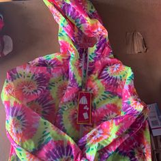 Brand New With Tags, Good Condition, Wind Breaker Material, Girls Size 14/16 Fun Multicolor Hooded Outerwear, Trendy Multicolor Hooded Windbreaker, Fun Multicolor Long Sleeve Outerwear, Playful Spring Outdoor Outerwear, Fun Pink Spring Outerwear, Spring Fun Hooded Outerwear, Spring Hooded Fun Outerwear, Trendy Multicolor Long Sleeve Windbreaker, Fun Hooded Spring Outerwear