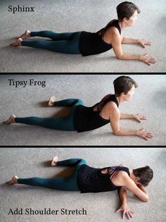 a woman is doing the splits on her stomach