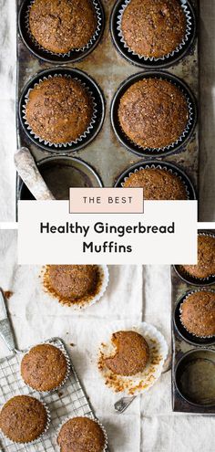 the best healthy gingerbread muffins are in their tray and ready to be eaten