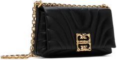 Quilted buffed calfskin shoulder bag in black. · Sliding cable chain crossbody strap · Gold-tone logo stamp at back face · Logo hardware at magnetic press-stud flap · Card slot at interior · Faille lining · H4 x W7.25 x D1.75 Supplier color: Black Chic Formal Wallet On Chain With Logo Plaque, Chic Evening Shoulder Bag With Logo Plaque, Formal Leather Wallet On Chain With Logo Plaque, Elegant Evening Wallet On Chain With Logo Plaque, Luxury Formal Wallet On Chain With Logo Plaque, Elegant Wallet On Chain With Logo Plaque, Classic Leather Wallet On Chain With Metal Logo, Face Logo, Chain Bag