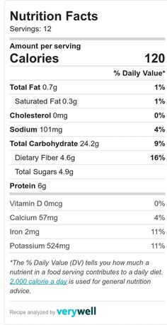 the nutrition label for calories