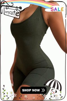 Army Green Short Sport Jumpsuit Fitted Green Jumpsuit, Summer Workout One-piece Jumpsuits And Rompers, One-piece Summer Workout Jumpsuit, Summer Workout One-piece Jumpsuit, Green Sleeveless Bodysuit For Loungewear, Casual Green Sleeveless One Piece, Casual Green Sleeveless One-pieces, Green Sleeveless Casual One Piece, Green Fitted Casual One-piece