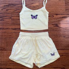 New | Never Worn | Size: S Casual Yellow Short Athletic Shorts, Cute Yellow Shorts, Yellow Sports Shorts, Cute Yellow Shorts For Playwear, Purple Butterfly Shorts, Yellow Butterfly, Tokio Hotel, Cute Shorts, Short Sets