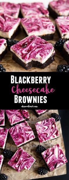 blackberry cheesecake brownies with blackberries on top