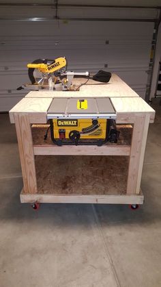 a workbench with tools on it in a garage