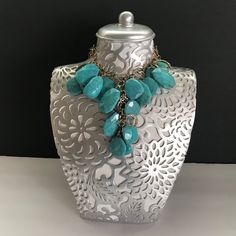 ON SALE Very pretty blue aqua beaded Lucite chunky necklace in excellent vintage condition. Will look great with many different outfits. Turquoise Costume Jewelry Necklace For Party, Turquoise Necklace With Large Beads For Party, Desert Hot Springs, Orange Necklace, Aqua Beads, Chunky Necklace, Gorgeous Bracelet, Different Outfits, Metal Bracelets