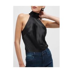 Frame Draped Neck Silk Halter Tie Neck Top. Nwt. Size Med Color- Black. Retail- $400. Length- 23” Armpit-Armpit Laying Flat (On One Side)-18” Luxury Tops For Summer Night Out, Silk Tops Blouses, Bohemian Blouses, Tie Neck Tops, Flowy Blouse, Leopard Print Top, Satin Top, Puff Sleeve Blouse, Ribbed Knit Sweater