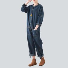 Introducing our dark wash. baggy denim overalls from the 2023 Autumn Collection ââ‚?the perfect mix of street style and sophistication!Why You Need It In Your WardrobeThese overalls are designed to embody the spirit of rebellion. being the ultimate balance between contemporary fashion and nostalgic street style. Crafted with a distinctive distressed pattern and baggy fit. they'll bring an edgy and effortless look to your wardrobe.Distinctive Features: Street Style: Inspired by the iconic street Distressed Overalls For Fall, Relaxed Fit Distressed Denim Overalls, Medium Wash Washed Denim Jumpsuit For Fall, Relaxed Fit Denim Overalls With Distressed Details, Oversized Dark Wash Jeans With Pockets, Fall Medium Wash Distressed Denim Jumpsuit, Casual Straight Leg Overalls For Fall, Oversized Utility Jeans For Fall, Winter Overalls With Relaxed Fit