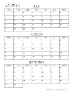 the printable calendar for july and august