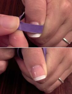 Pull Off The Rubber Band At Home French Manicure, French Tip Nails At Home, French Manicure At Home, Diy French Manicure, Pink French Manicure, French Manicures, French Manicure Nails, Nail Tape, Subtle Nails