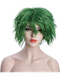 Unisex Fluffy Short Bob Wave Green Halloween Cosplay Wig Anime Costume Party Wig Green Halloween, Hair Halloween, Party Wig, Braided Styles, Halloween Wigs, Anime Costumes