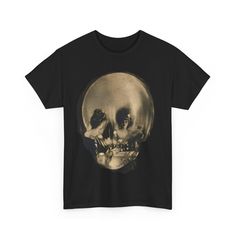 This Tee features a striking design of a skull illusion woman sitting in a mirror black, giving off a mysterious and edgy vibe. Perfect for those who love unique and bold graphics, this Tee can be worn casually or dressed up for special occasions. Ideal for Halloween, goth, or alternative fashion enthusiasts. Product features - Shoulder tape for stability and prevention of stretching - Ribbed knit collar for shape retention - Made with specially spun fibers for smoothness and strength - Medium f Spooky Black T-shirt With Skull Print, Spooky Skull Print T-shirt For Streetwear, Black Horror Tops With Skull Print, Black Horror T-shirt With Skull Print, Horror Black T-shirt With Skull Print, Skull Illusion, Woman Mirror, Halloween Goth, Halloween Gothic