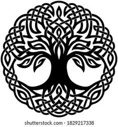 the celtic tree of life symbol in black and white