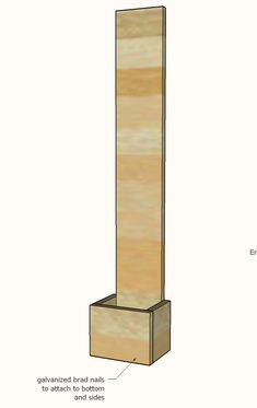 a tall wooden object is shown with measurements for the bottom and side sections on it