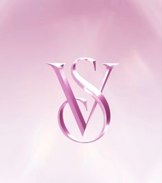 the letter v is made up of shiny silver letters and an inverted design on a pink background