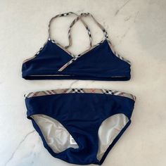 Burberry Crosby Navy Blue With Check Swim Bathing Suit Size 10y Very Good Preowned Condition Only Worn A Few Times Some Pilling On Bottom Burberry Swim, Swimming Bathing Suits, Kids Swimming, Bathing Suit, Bathing Suits, Burberry, Color Blue, Navy Blue, Swimming